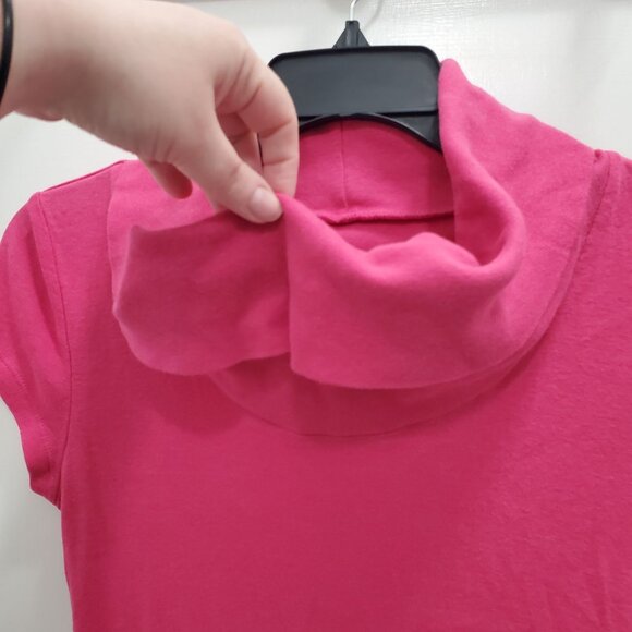 Express Sexy Basics Women Y2K Hot Fuchsia Cowl Neck Cap Sleeve‎ Babydoll Tunic S - Picture 3 of 5